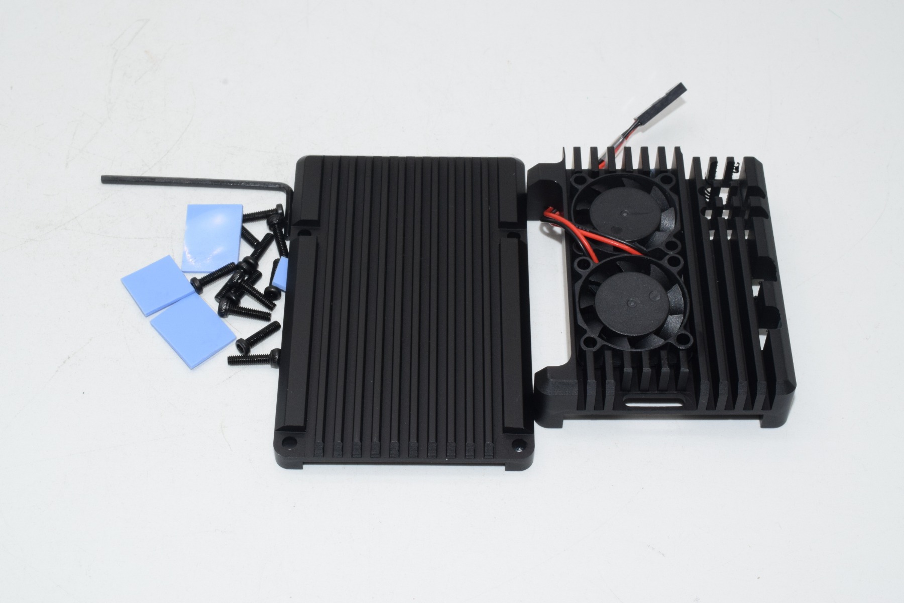 Raspberry PI 5B Aluminium Koeling Actieve Heatsink met 2 Ventilators - Zwart (❌Kan nageleverd worden)