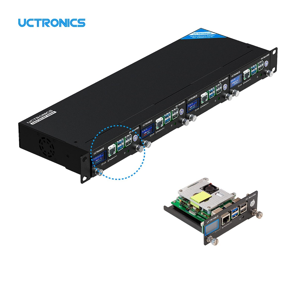 UCTRONICS for Raspberry Pi 4 Rerouting Board with POE Functionality, OLED Display, Power Switch and SD Adapter Board