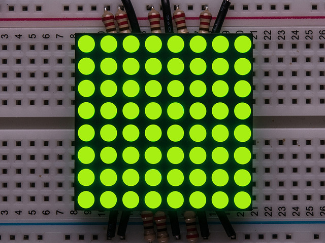 Small 1.2" 8x8 Ultra Bright Yellow-Green LED Matrix