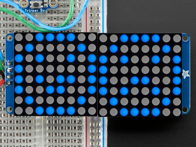 16x8 1.2" LED Matrix + Backpack - Ultra Bright Round Blue LEDs