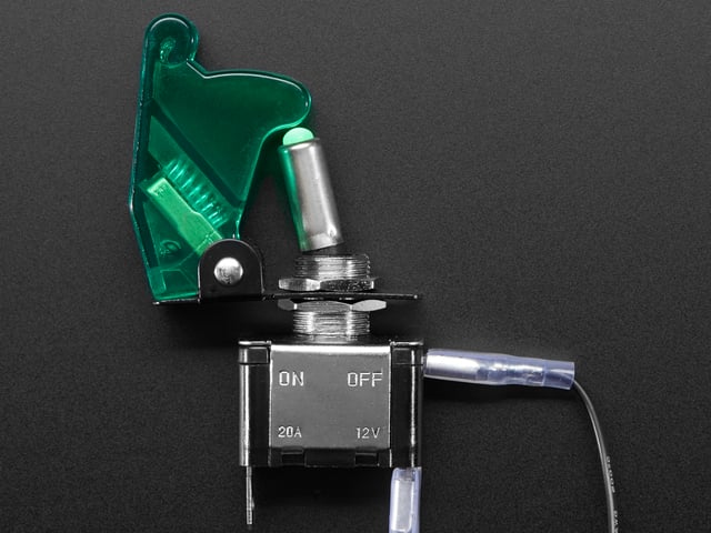 Illuminated Toggle Switch with Cover - Green