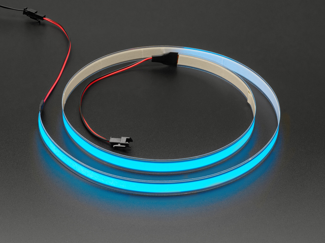 Blue Electroluminescent (EL) Tape Strip - 100cm w/two connectors