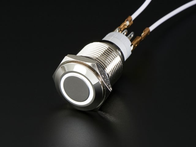 Rugged Metal Pushbutton with White LED Ring