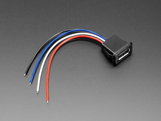 Snap-In Panel Mount Cable - USB Type A Socket to 4 Wires