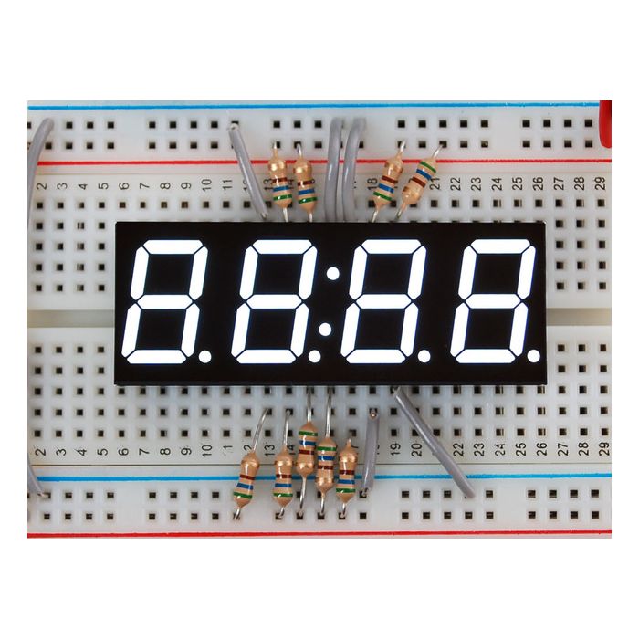 White 7-segment clock display - 0.56" digit height