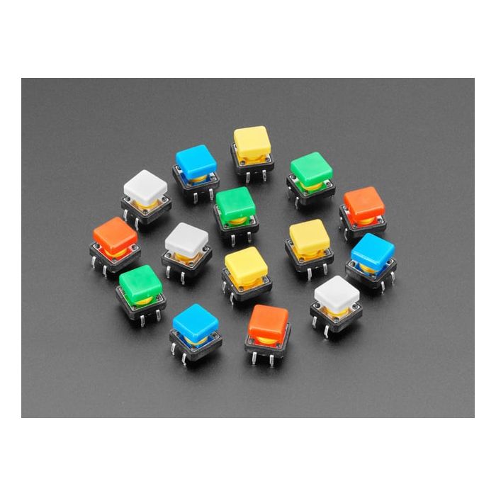 Colorful 12mm Square Tactile Button Switch Assortment - 15 pack