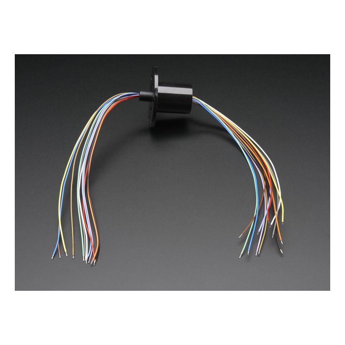 Slip Ring with Flange - 22mm diameter, 12 wires, max 240V @ 2A