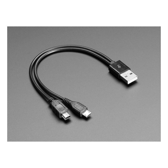 USB cable - 8" A to Mini B Charging and Micro B Data