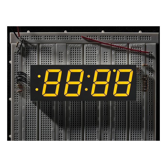 Yellow 7-segment clock display - 1.2" digit height