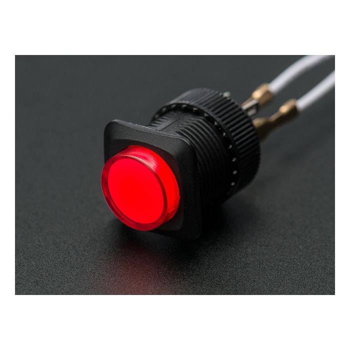 16mm Illuminated Pushbutton - Red Latching On/Off Switch