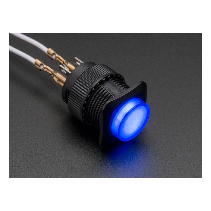 16mm Illuminated Pushbutton - Blue Latching On/Off Switch