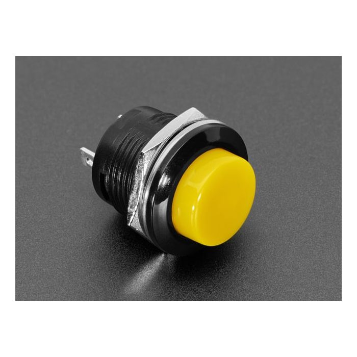 16mm Panel Mount Momentary Pushbutton -  Yellow