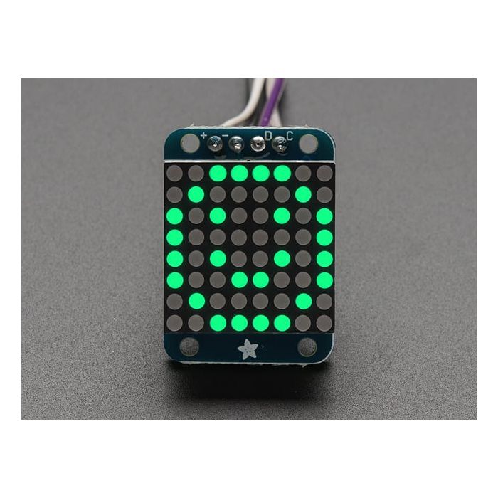 Adafruit Mini 0.8" 8x8 LED Matrix w/I2C Backpack - Pure Green
