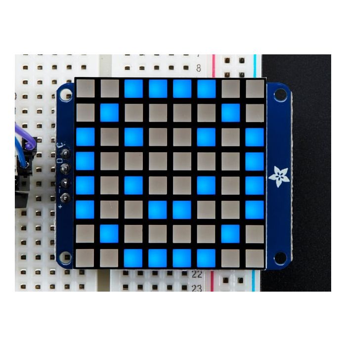 Small 1.2" 8x8 Ultra Bright Square Blue LED Matrix + Backpack