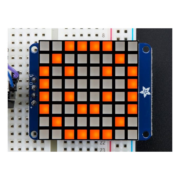 Small 1.2" 8x8 Ultra Bright Square Amber LED Matrix + Backpack