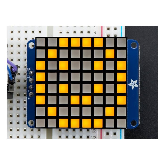 Small 1.2" 8x8 Ultra Bright Square Yellow LED Matrix + Backpack