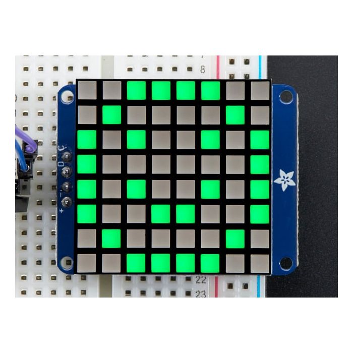 Small 1.2" 8x8 Bright Square Pure Green LED Matrix + Backpack