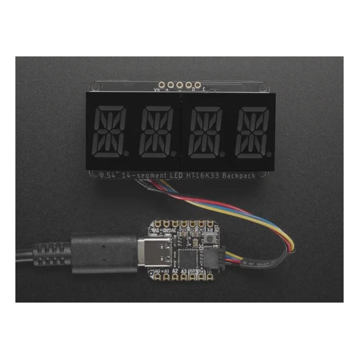Quad Alphanumeric Display - Blue 0.54" Digits w/ I2C Backpack