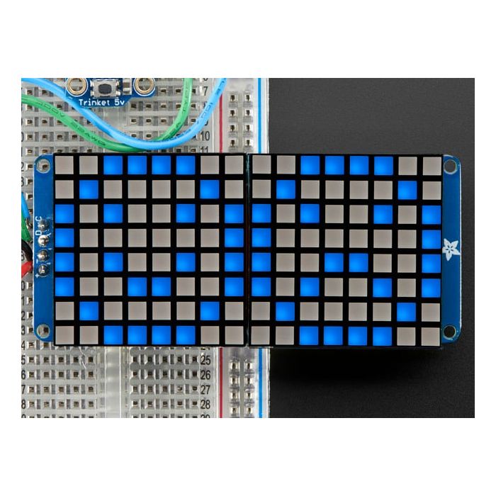 16x8 1.2" LED Matrix + Backpack - Ultra Bright Square Blue LEDs