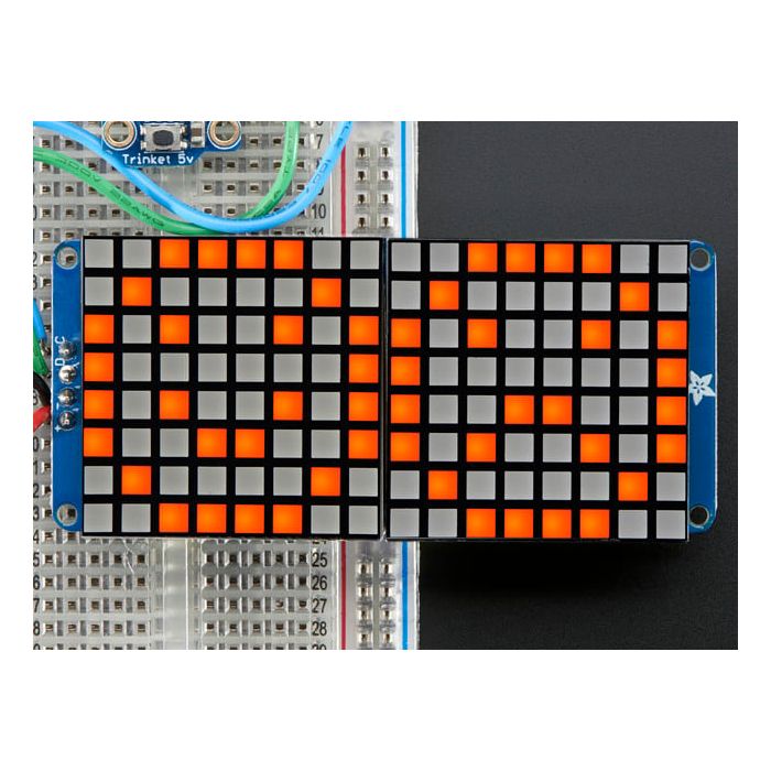 16x8 1.2" LED Matrix + Backpack - Ultra Bright Square Amber LEDs