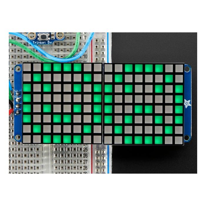 16x8 1.2" LED Matrix + Backpack - Ultra Bright Square Green LEDs