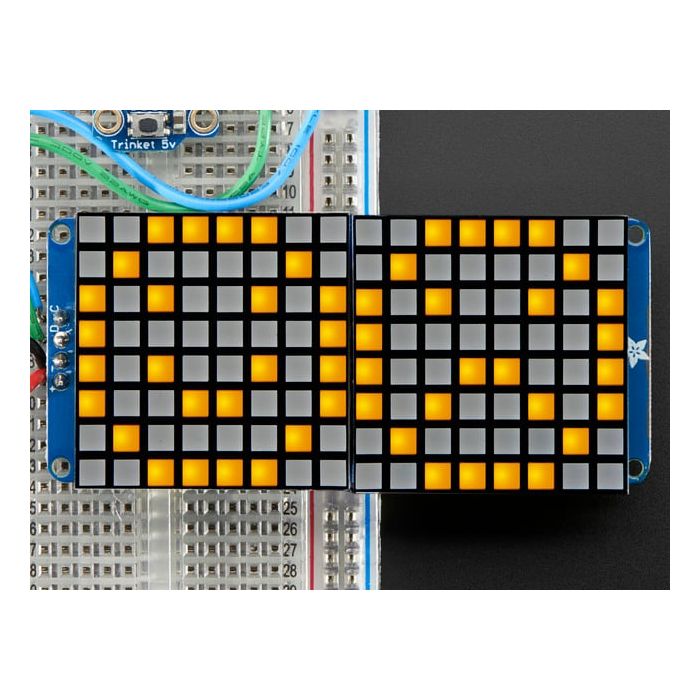 16x8 1.2" LED Matrix + Backpack -Ultra Bright Square Yellow LEDs