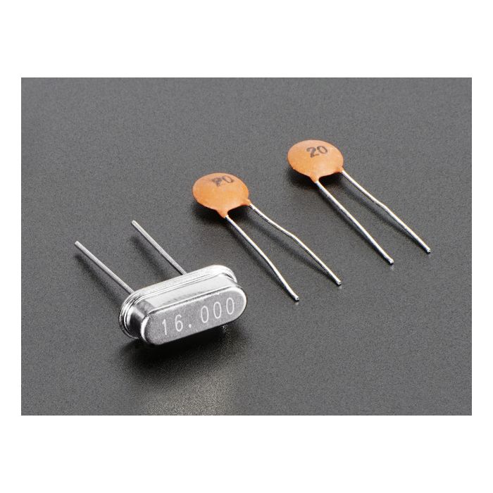 16 MHz Crystal + 20pF capacitors