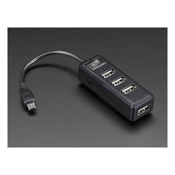 USB Mini Hub with Power Switch - OTG Micro-USB