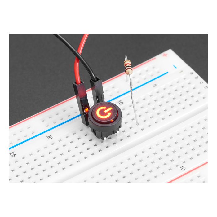 Mini Illuminated Momentary Pushbutton - Red Power Symbol