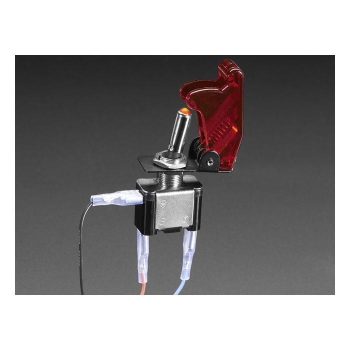Illuminated Toggle Switch with Cover - Red