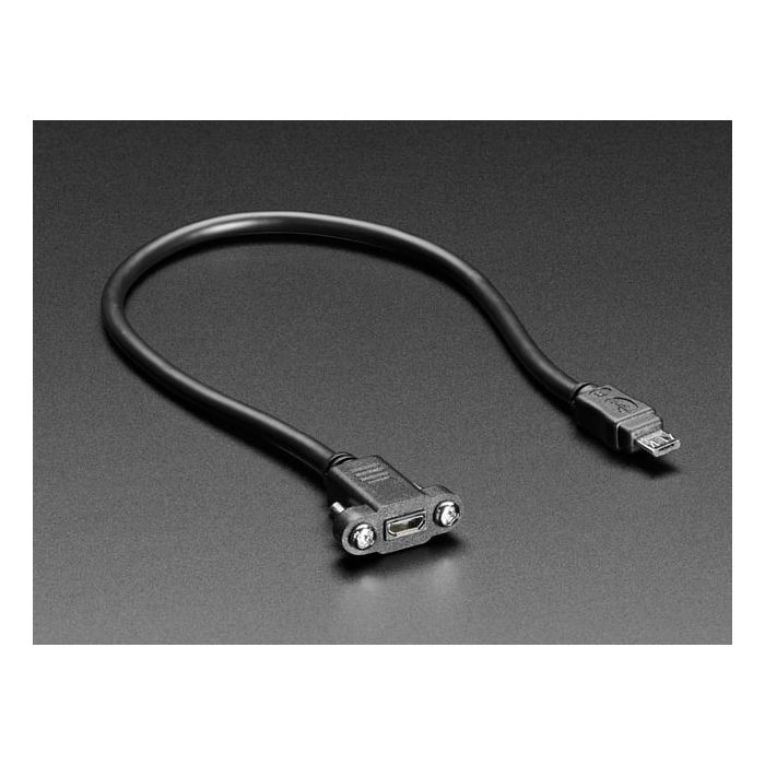Panel Mount Extension USB Cable - Micro B Male to Micro B Female