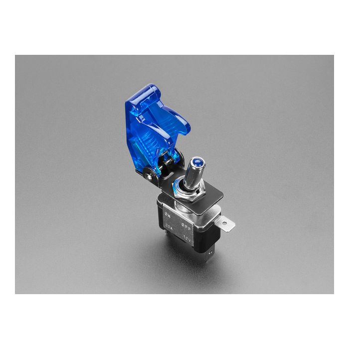 Illuminated Toggle Switch with Cover - Blue