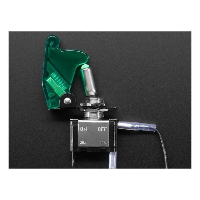 Illuminated Toggle Switch with Cover - Green