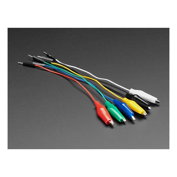 Small Alligator Clip to Male Jumper Wire Bundle - 6 Pieces