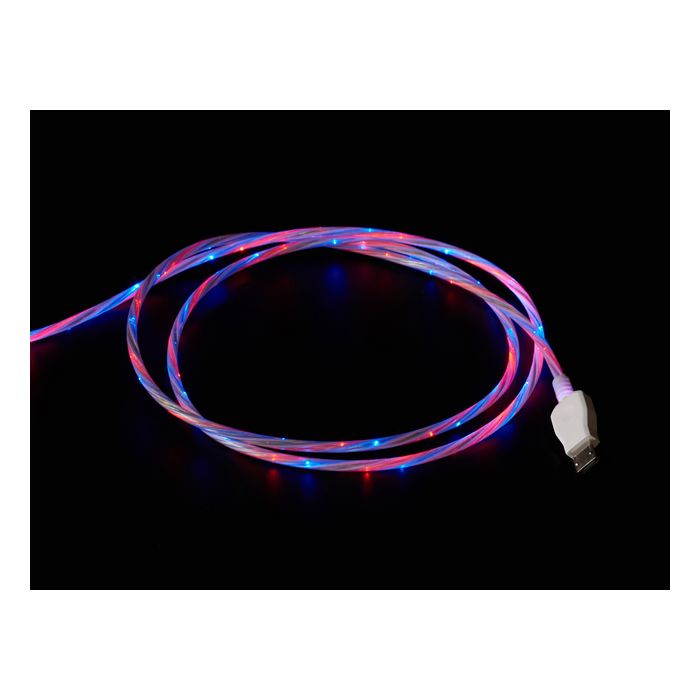 USB micro B Cable with LEDs - Blue and Red
