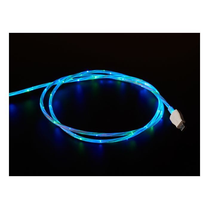 USB micro B Cable with LEDs - Blue and Green