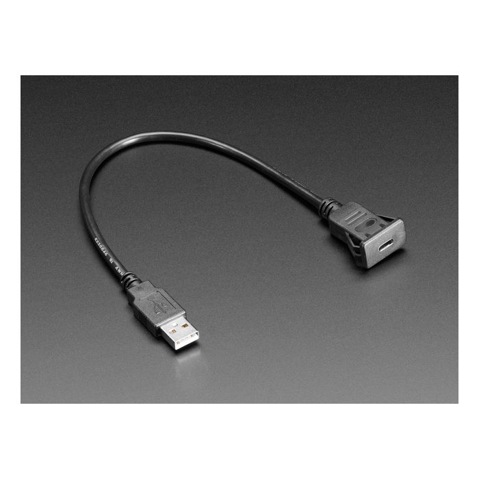 Snap-In Panel Mount Cable - USB C Socket to USB A Plug