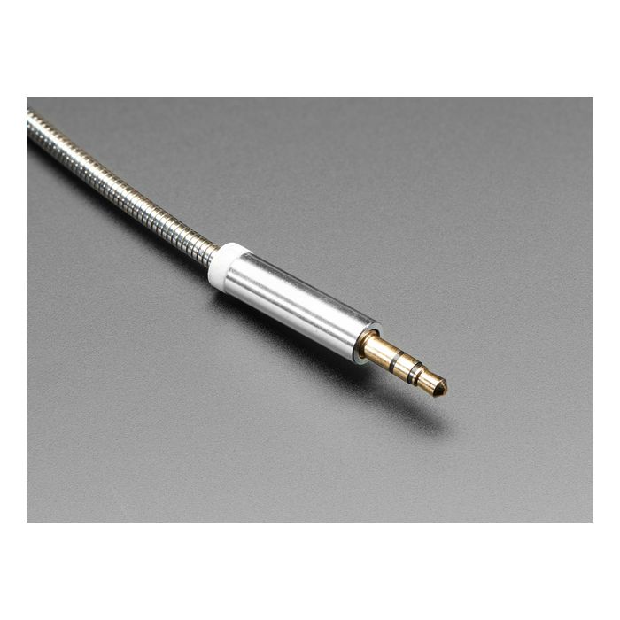 3.5mm Stereo Male/Male Audio Cable - Silver Metal - 1 meter long