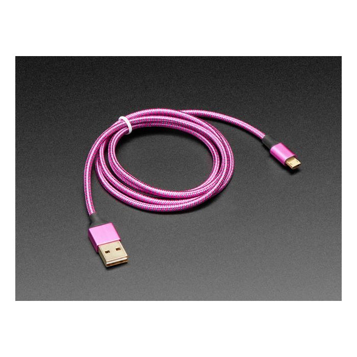 Fully Reversible Pink/Purple USB A to micro B Cable - 1m long