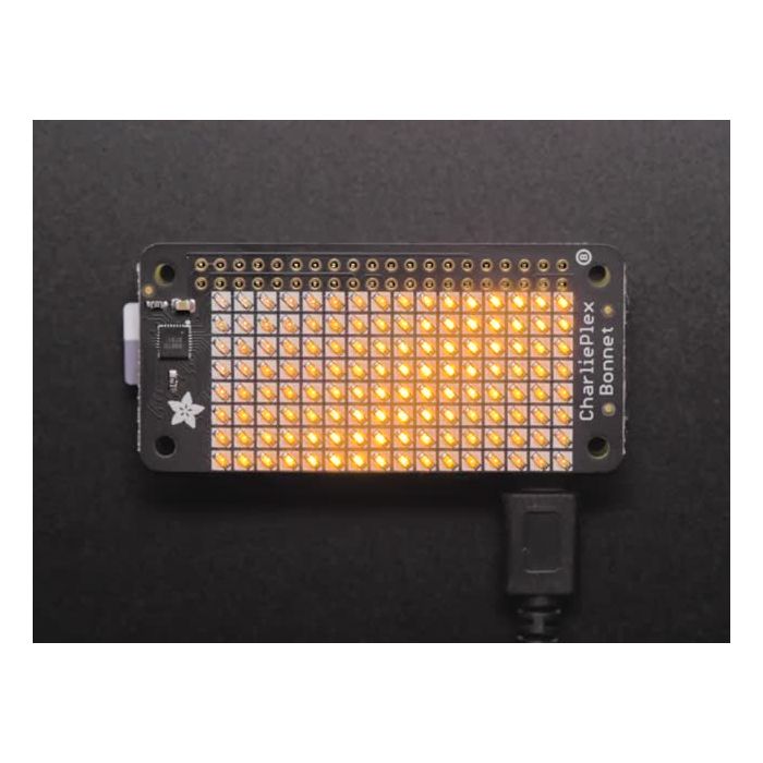 Adafruit CharliePlex LED Matrix Bonnet - 8x16 Yellow LEDs