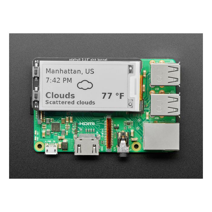 Adafruit 2.13" Monochrome E-Ink Bonnet for Raspberry Pi