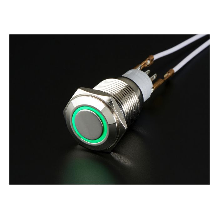 Rugged Metal On/Off Switch with Green LED Ring