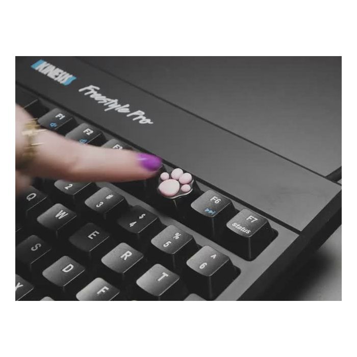 Black Aluminum Kitty Paw Keycap with Pink Silicone Toes