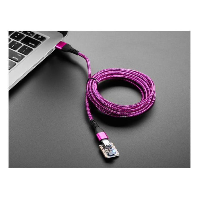 Pink and Purple Woven USB A to USB C Cable - 2 meters long