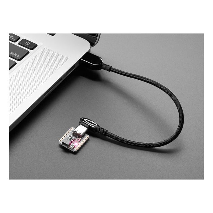 Black Woven Right Angle USB C to  USB A Cable - 0.2m long