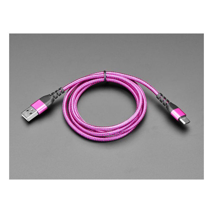 Pink and Purple Woven USB A to USB C Cable - 1 meter long