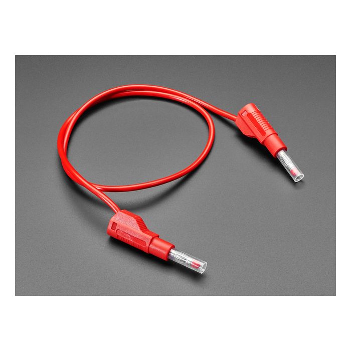Retractable Stacking Banana Plug Cable - Red 0.5 meter long