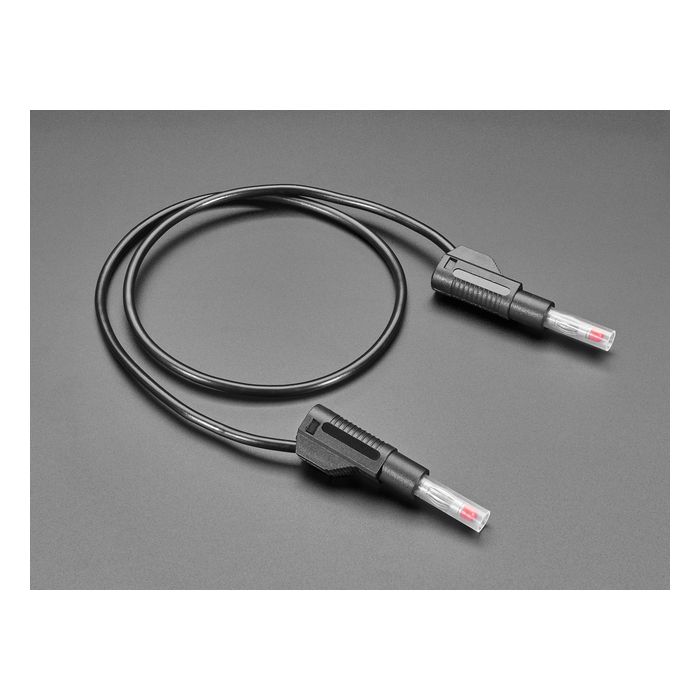 Retractable Stacking Banana Plug Cable - Black 0.5 meter long