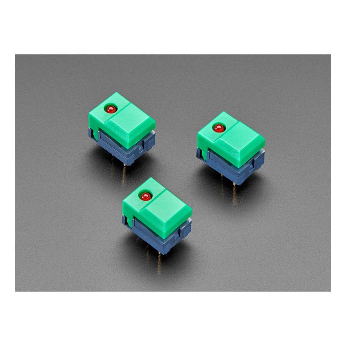 Step Switch with LED - Three Pack of Green with Red LED - PB86