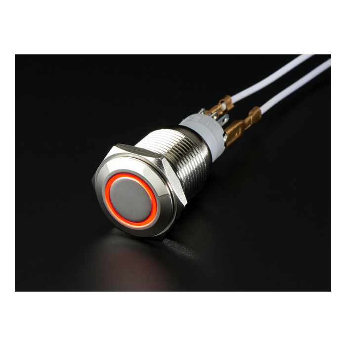 Rugged Metal Pushbutton with Red LED Ring